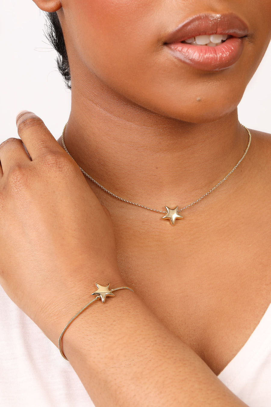 Gold Star Necklace And Bracelet Set