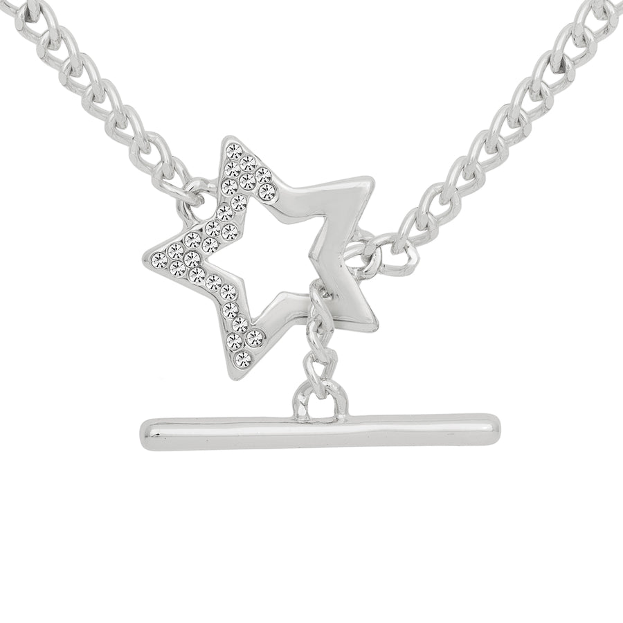 Silver 'Super Star' Pavé Layered Necklace
