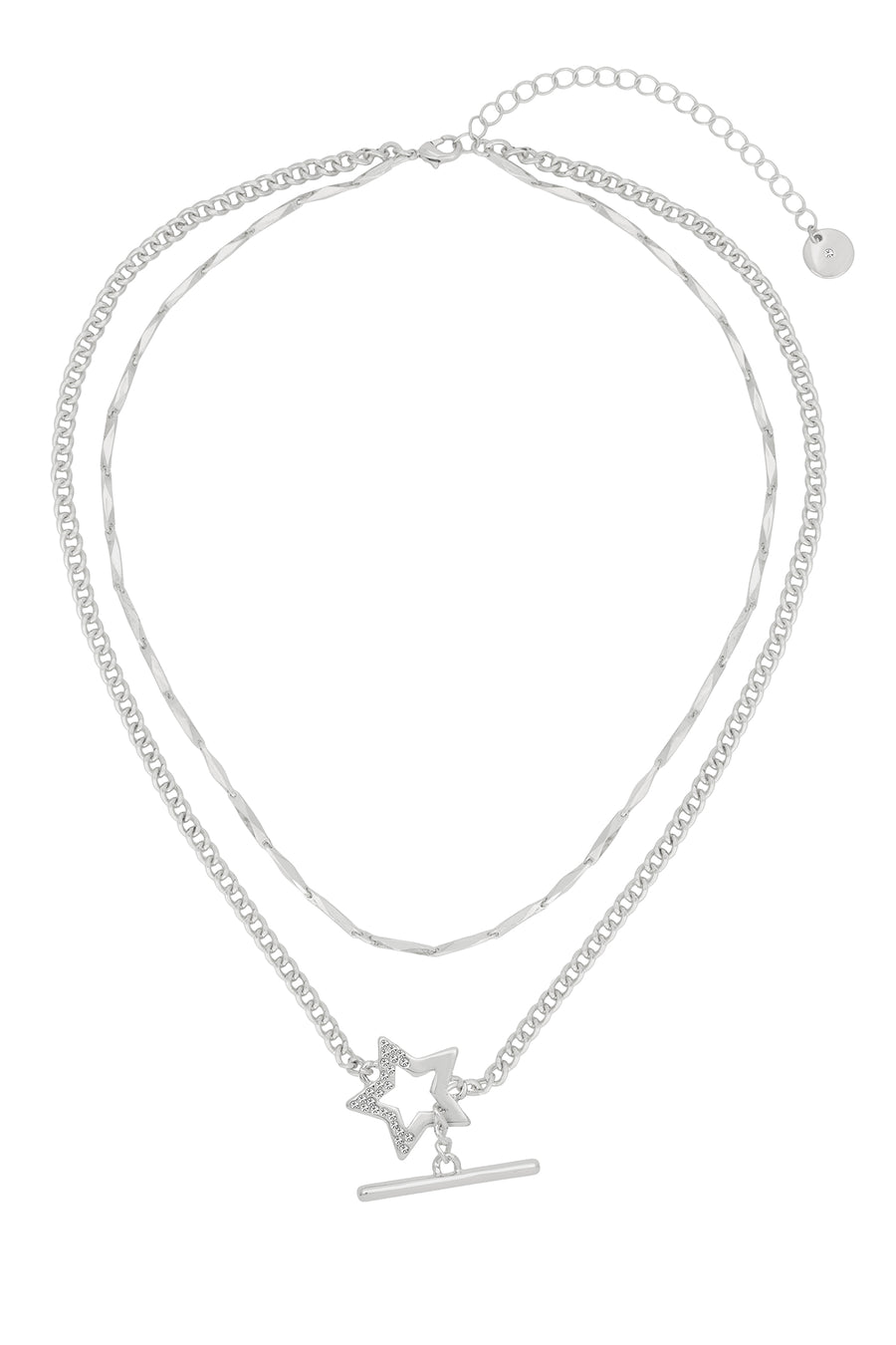 Silver 'Super Star' Pavé Layered Necklace