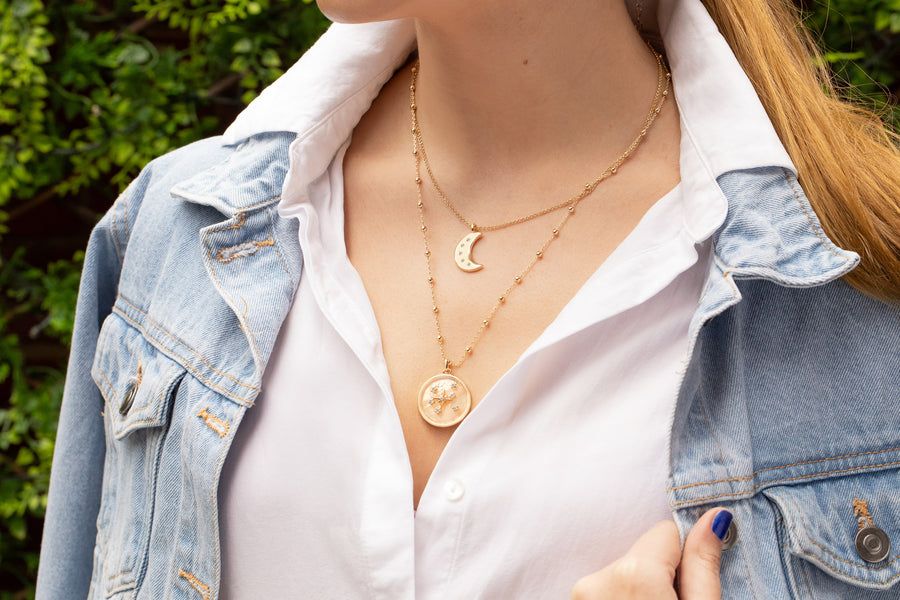 Gold 'Constellation' Rose Quartz Layered Necklace