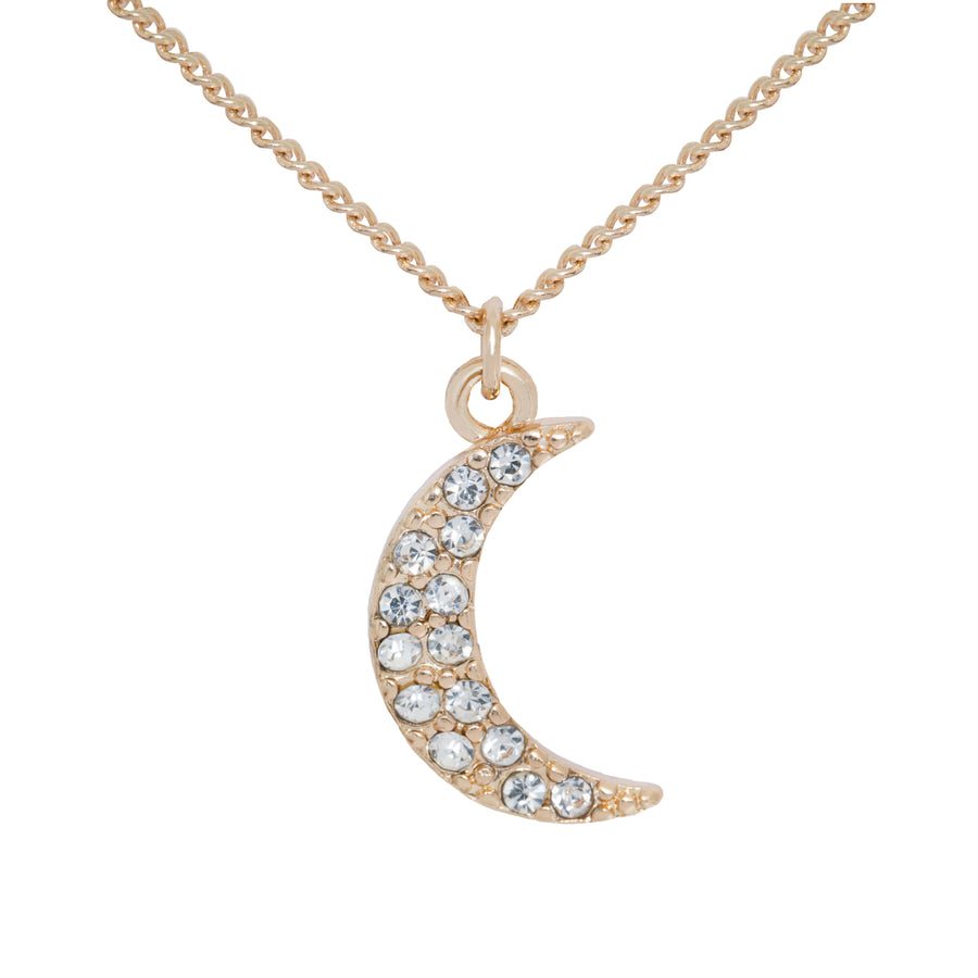 Celestial Gold Star And Moon Crystal Effect Charm Necklace