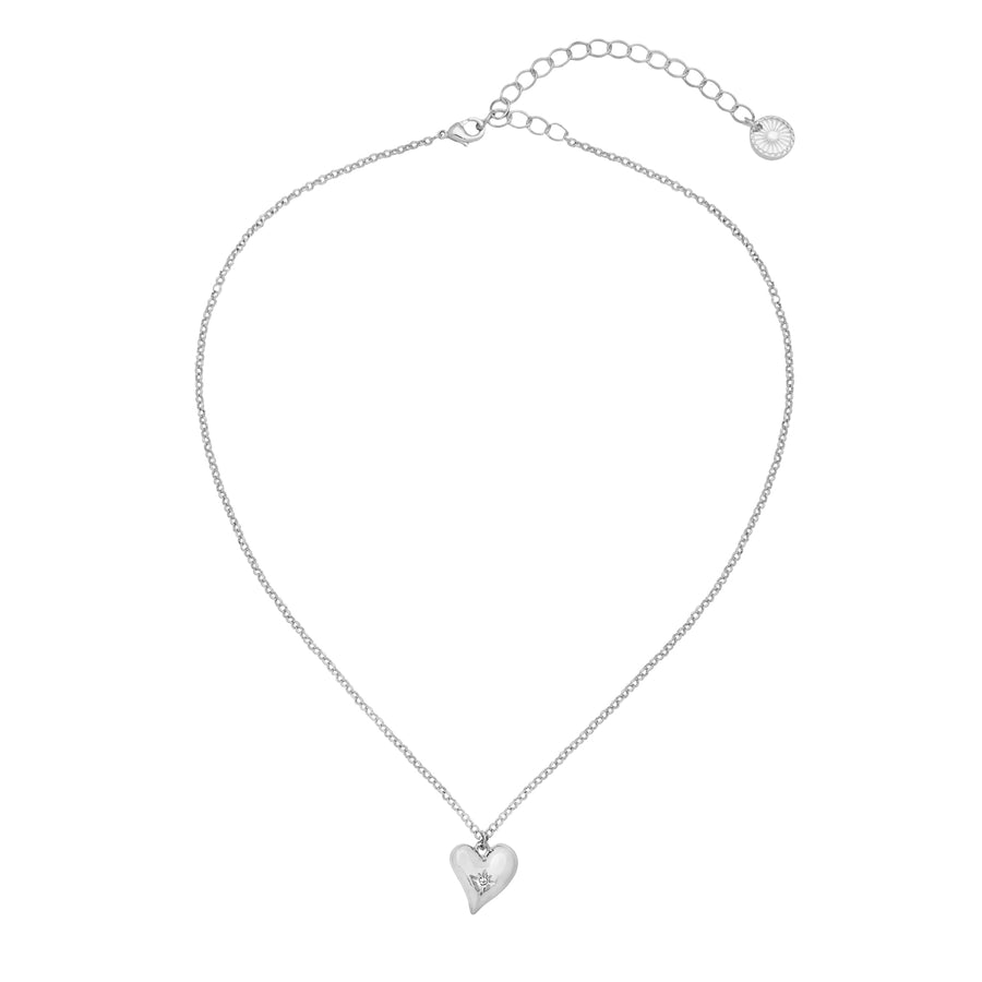 Silver Heart Necklace And Bracelet Set