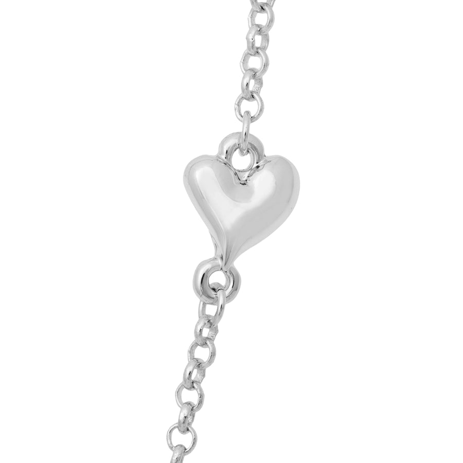 Silver heart sparkle necklace lariat  gift