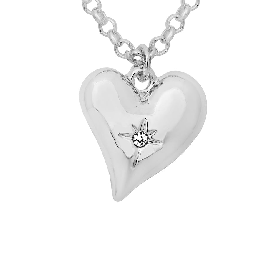 silver heart necklace sparkle gift 