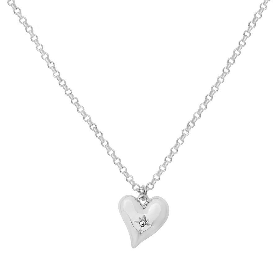 silver heart necklace sparkle gift 