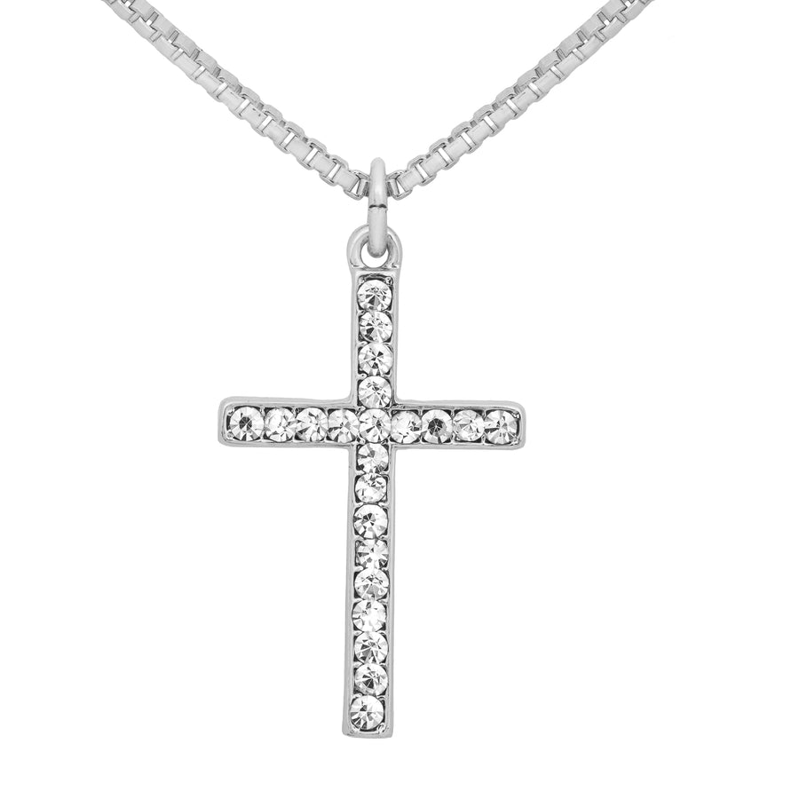 crucifix cross silver heart necklace sparkle chain gift 
